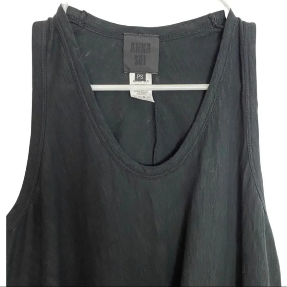 Anna Sui Tunic Womens Size Small Scoop Neck Trapeze Tank Top Black Shirt Jersey - Picture 3 of 10